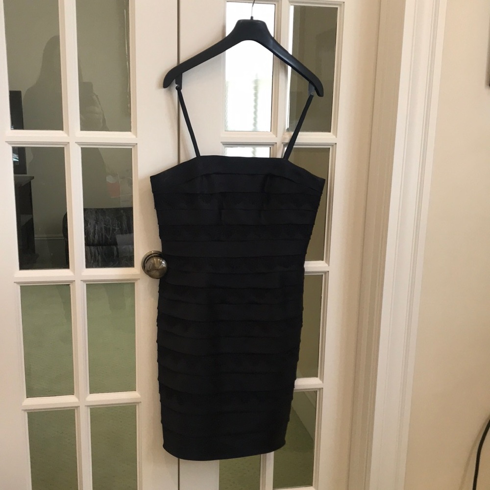 Carmen Mark Valvo Strapless/Straps Size 12 Black Cocktail Dress